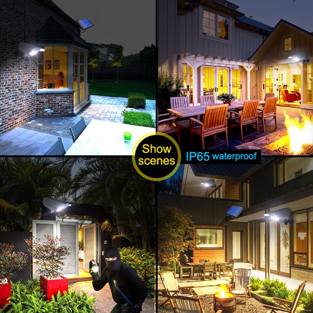 Solar Light Motion Sensor Security Dummy Camera Wireless Outdoor Flood Light IP65 Waterproof 77 LED Lamp 3 Mode for Home Garden